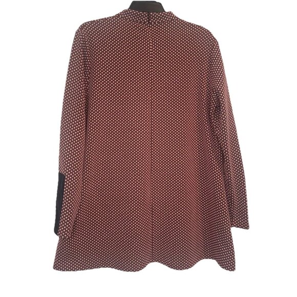 Tyler Boe Women’s Chrissy Red Black Faux Leather Long Sleeve Knit Tunic Top Sz L - Picture 4 of 9